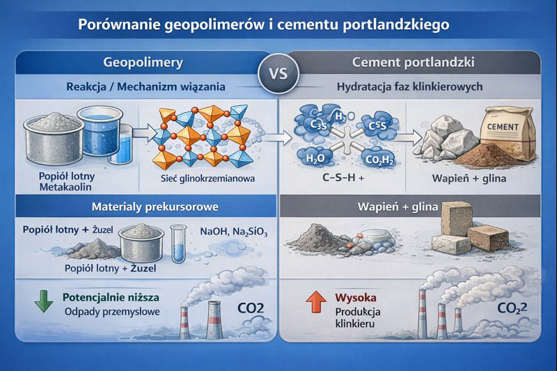 Porównanie właściwości geopolimerów i betonu cementowego